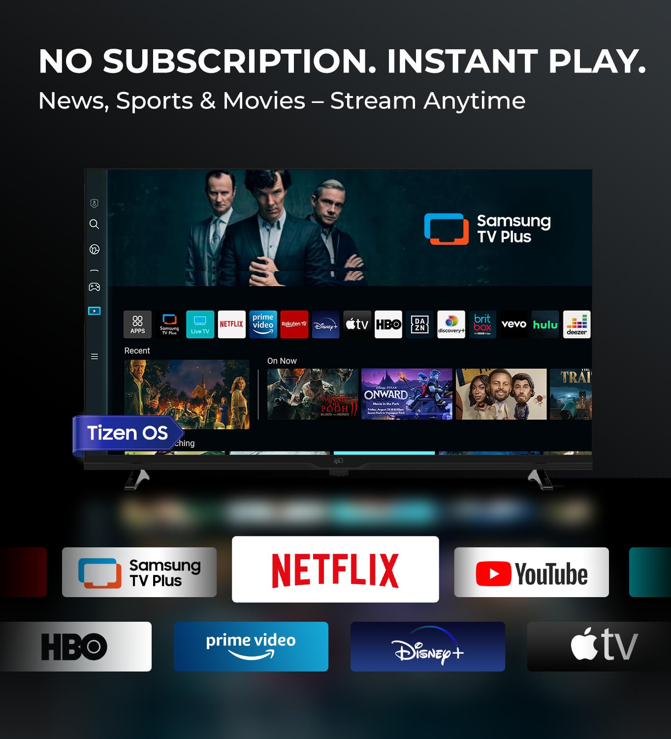 FPD 43 Inch Smart TV 1080P Full HD Powered by Tizen OS Compatible with Dolby Audio, HDR 10, HDMI, WiFi, Bluetooth, Flat Screen Television (AT43-P1, 2025)