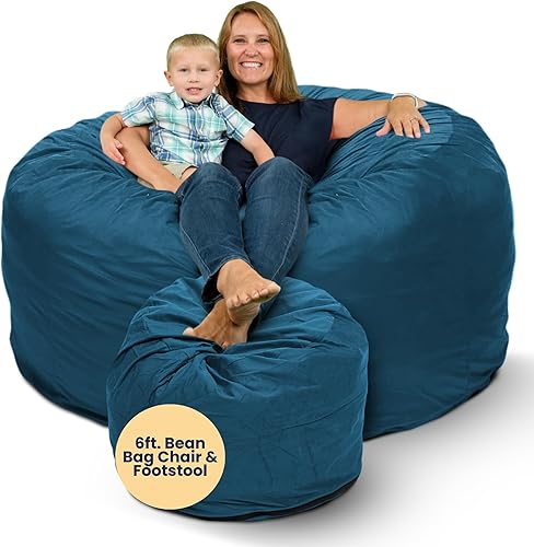 Miniatura 28 de Ultimate Sack - Puf con taburete para pies en varios tamaños y colores: Muebles gigantes con relleno de espuma: fundas lavables a máquina, costuras