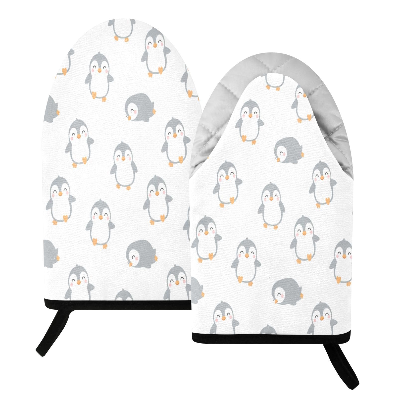 BURSTDDY Cartoon Penguin Oven Mitt,Heat Resistant Kitchen Mitts for Cooking