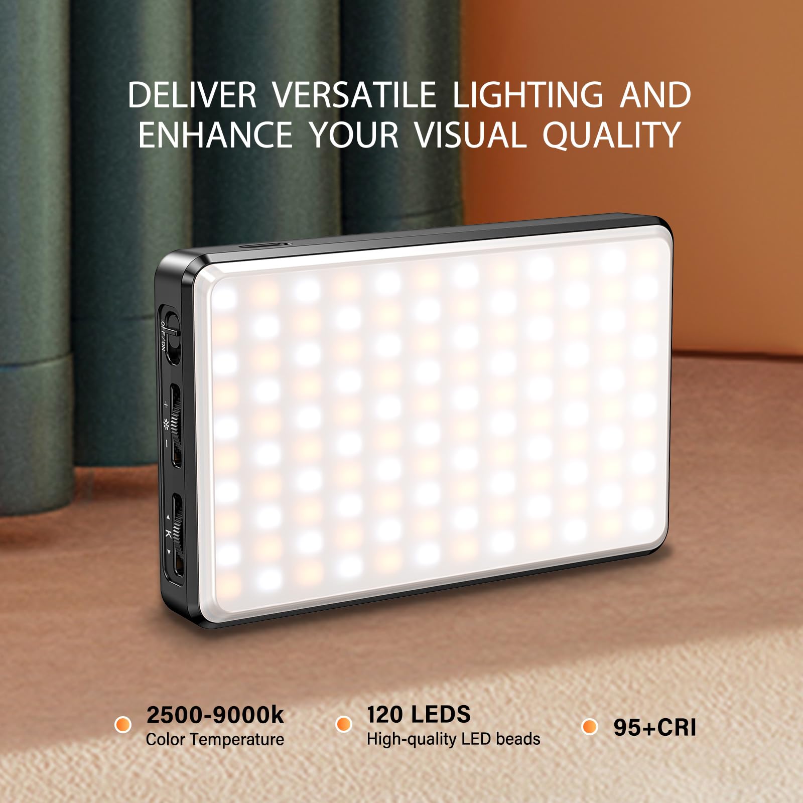 Telefono Luce Selfie, Luce per Foto Portatile Dimmerabile 2500-9000K CRI 95+ 3000mAh Batteria 120 LED con Treppiede e Clip, Lampada per Foto per Telefono/iPad/Laptop/Fotocamera