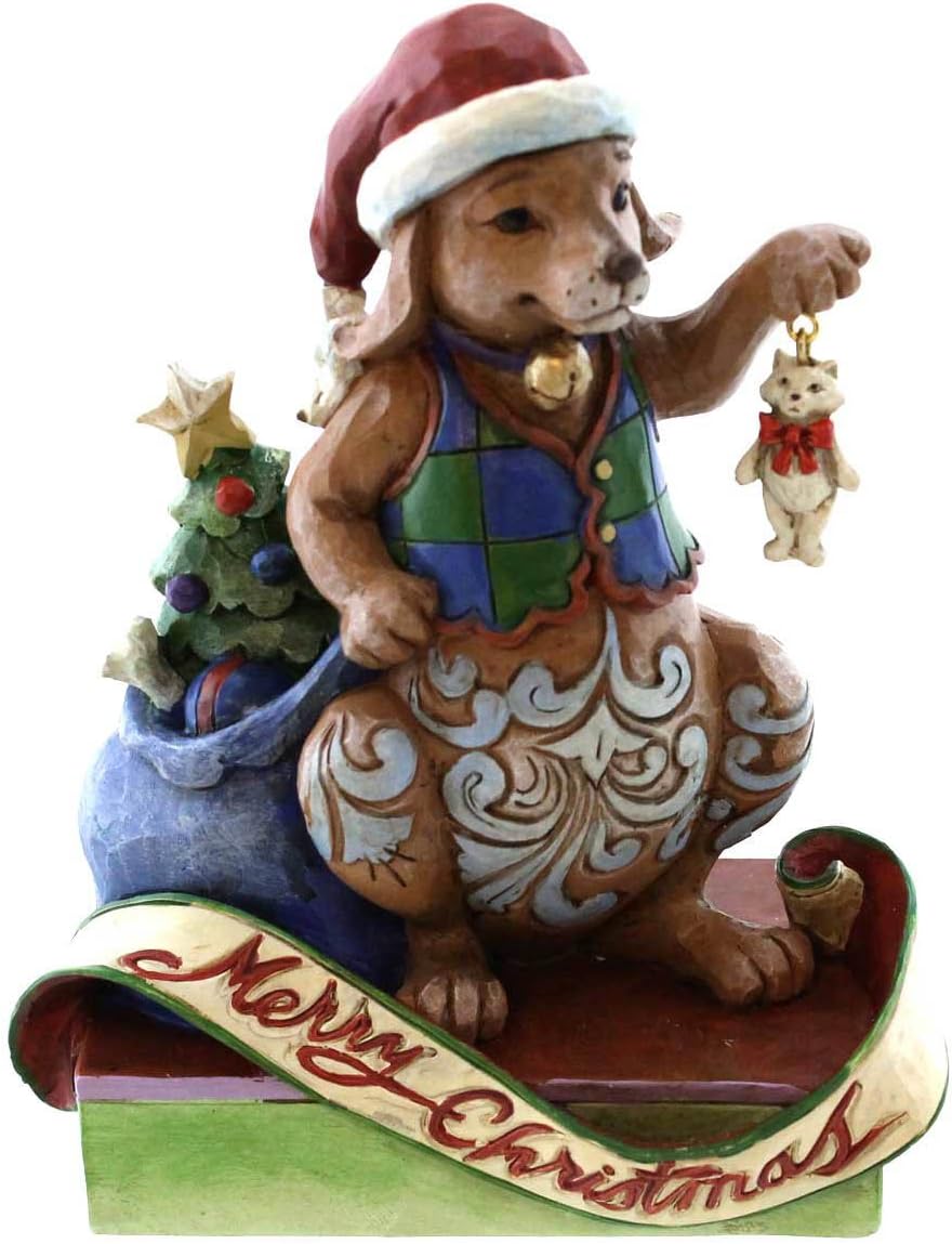 Jim Shore Heartwood Creek Unleash Christmas Joy 2014 Christmas Dog Decorating Tree Figurine