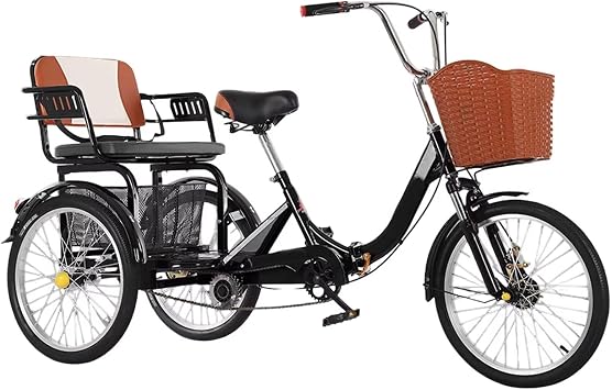 Folding Trikes,Low-Step 3 Wheels Cruiser Bikes for Men,Women,Rear Seat Carry Passenger and Cargo,Dual Brakes,Adult Tricycle with Front Suspension