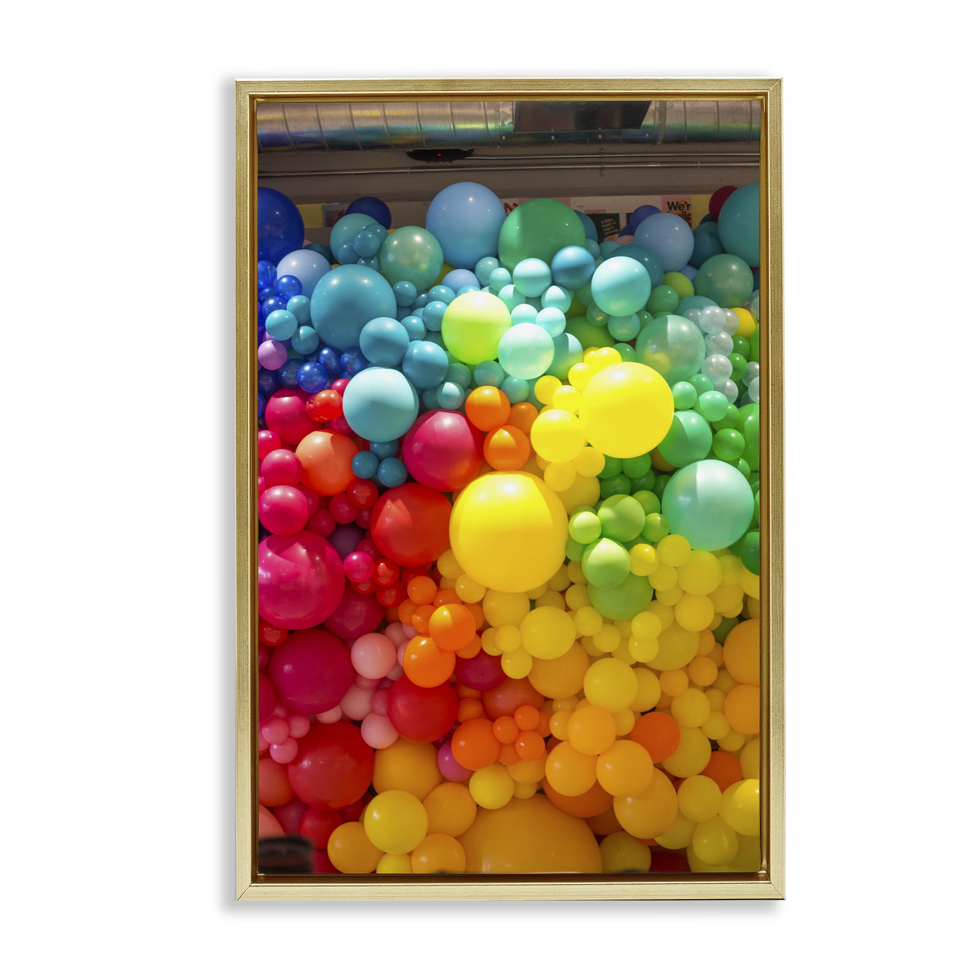 Stupell Industries Metallic Gold (Matte) Colorful Balloons Celebration, 20 X 30 Inch Canvas In Floater Frame