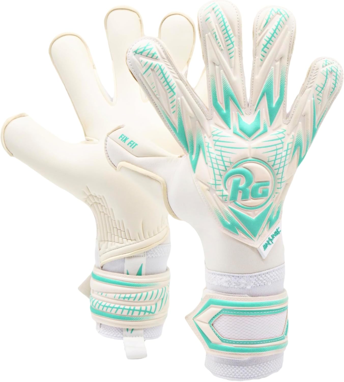 RG Samurai Goalie Gloves – Hybrid Semi Roll Cut | German Latex Palm | Memory Foam Backhand | Fix Fit Tech | Easy Entry | All-Weather Pro Soccer Goalkeeper Gloves for Adults & Youth