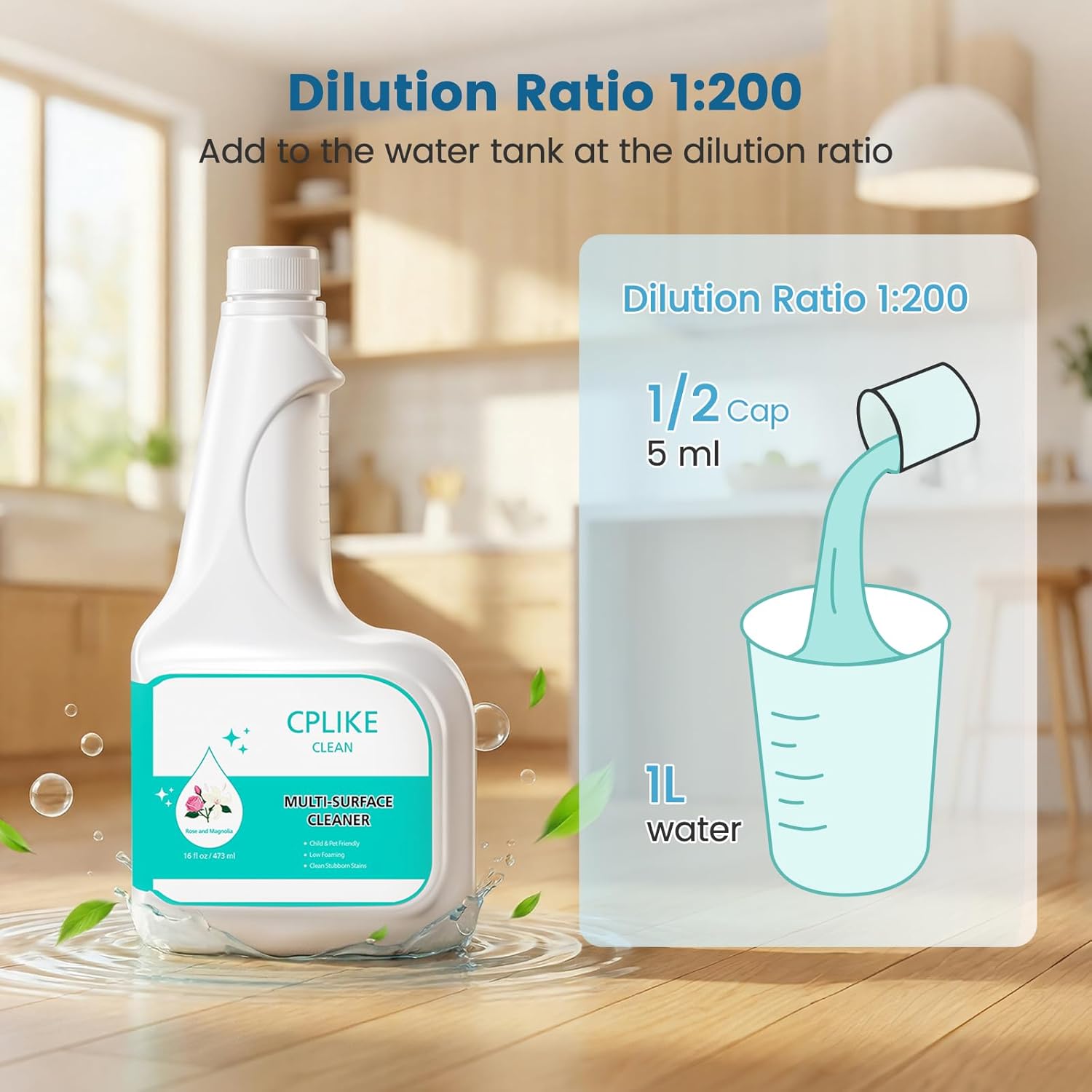 CPLIKE Floor Cleaning Solution Compatible with eufy Omni C20, X8 Pro, X10 Omni, G series, L Series Robot Vacuums, Dilution Ratio 1:200, 473 ml /15.99 fl oz, for Multi-Surface Hard Floor(2 Bottles)