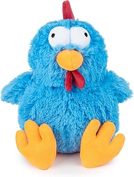 Best Pet Supplies Interactive Squeaky Dog Chew Toy, Ideal Dog Toys for Chewers, Small, Medium & Large Dogs, and Fetch Lovers - Mrs. Cluck Blue, Large