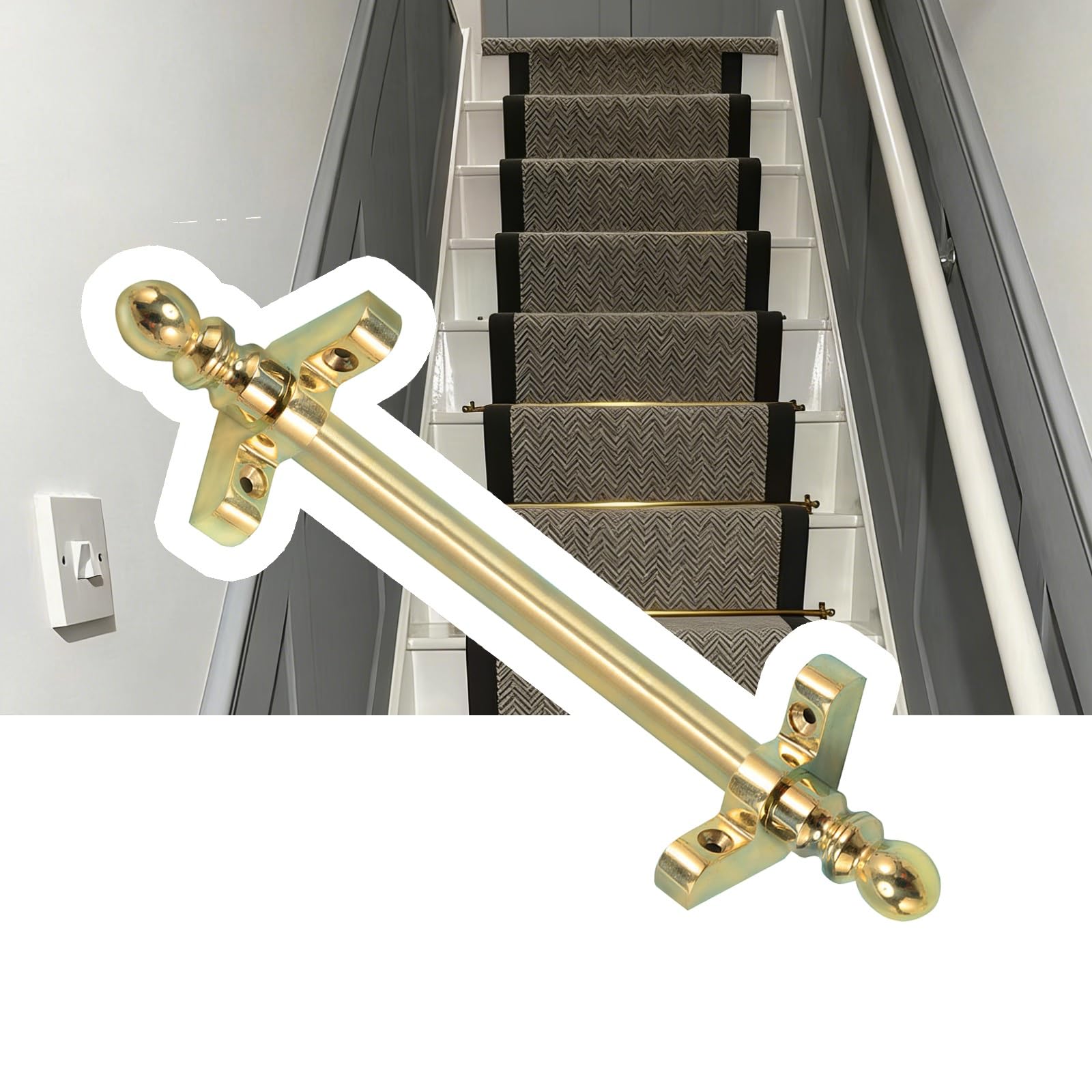 Barres de fixation de tapis d'escalier en métal pour stopper les glissades