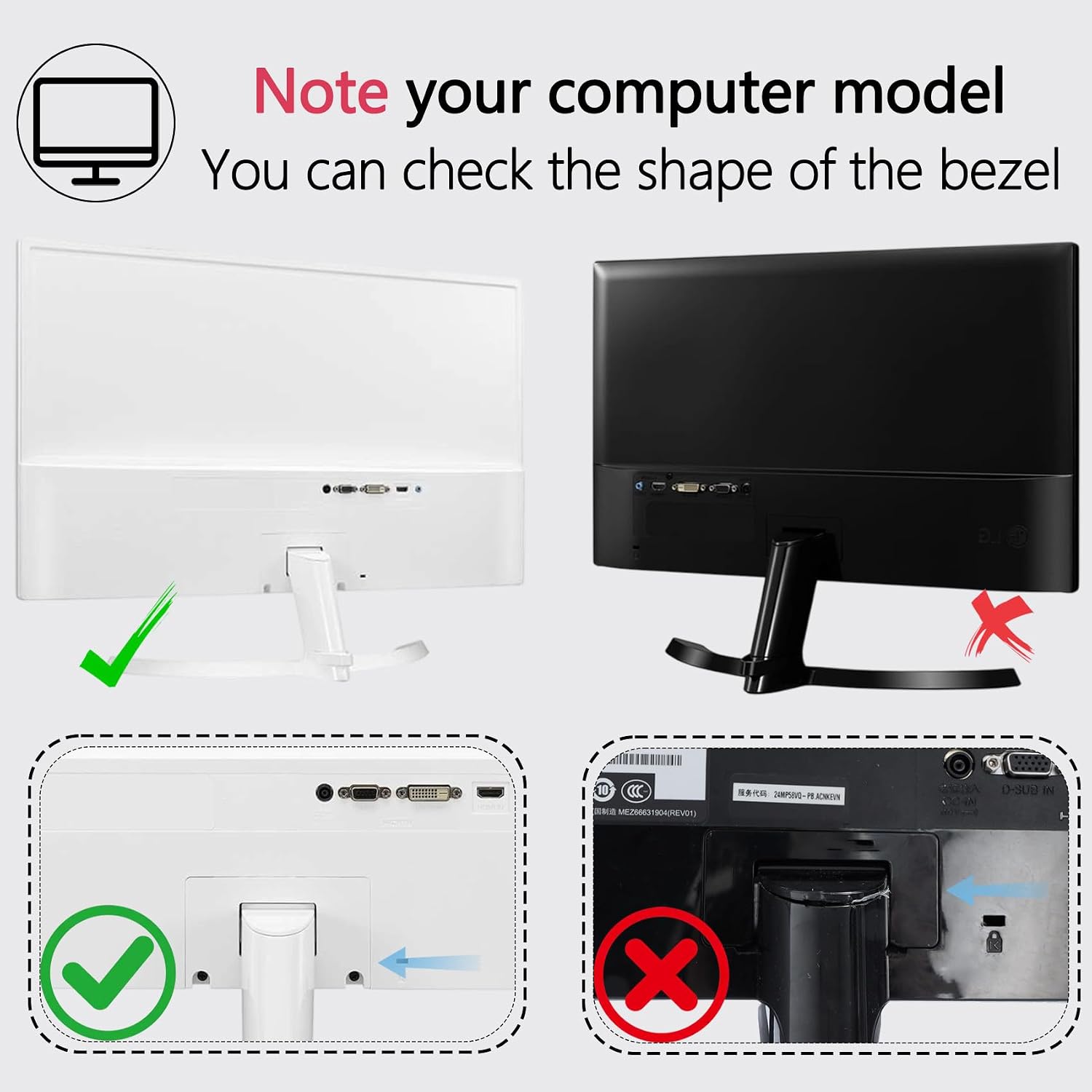 27MP58VQ VESA Adapter Compatible with LG 27" Monitor（Fits 27MP58VQ, 27MP59G-P, 27MP59HT-P, 27MP58VQ-P, 27MP58VQ-PF）– 75x75 to 100x100 Wall Mount Bracket