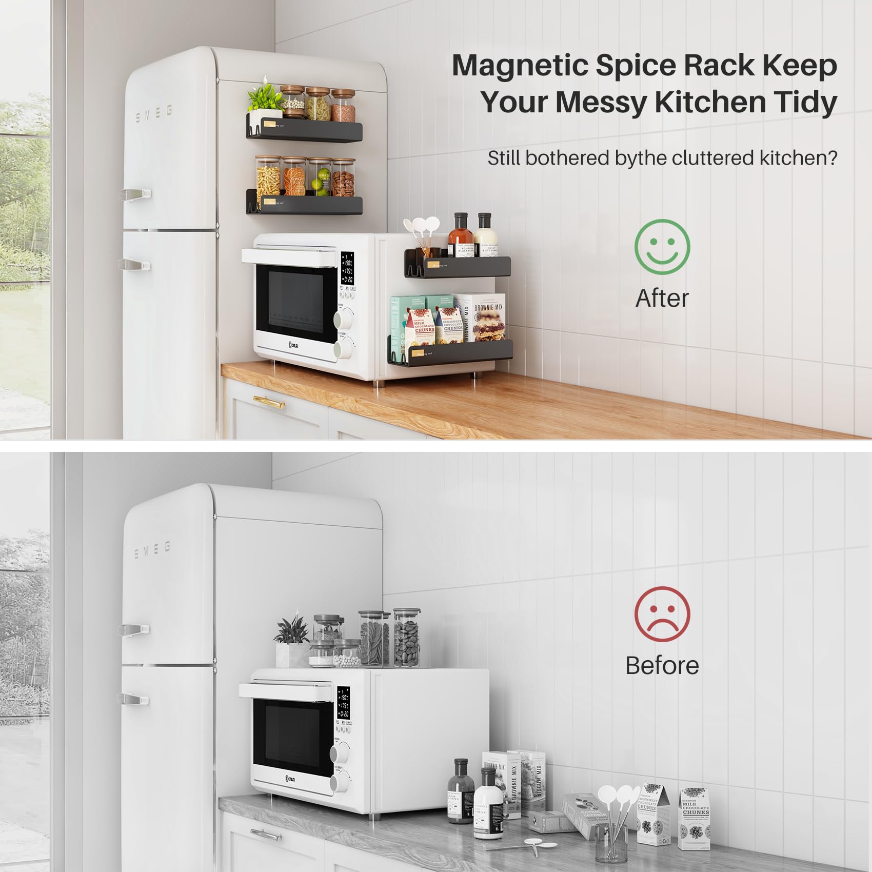 Culinavog Magnetisches Gewürzregal - Kühlschrank Organizer Für Küche Mit Starker Haftung