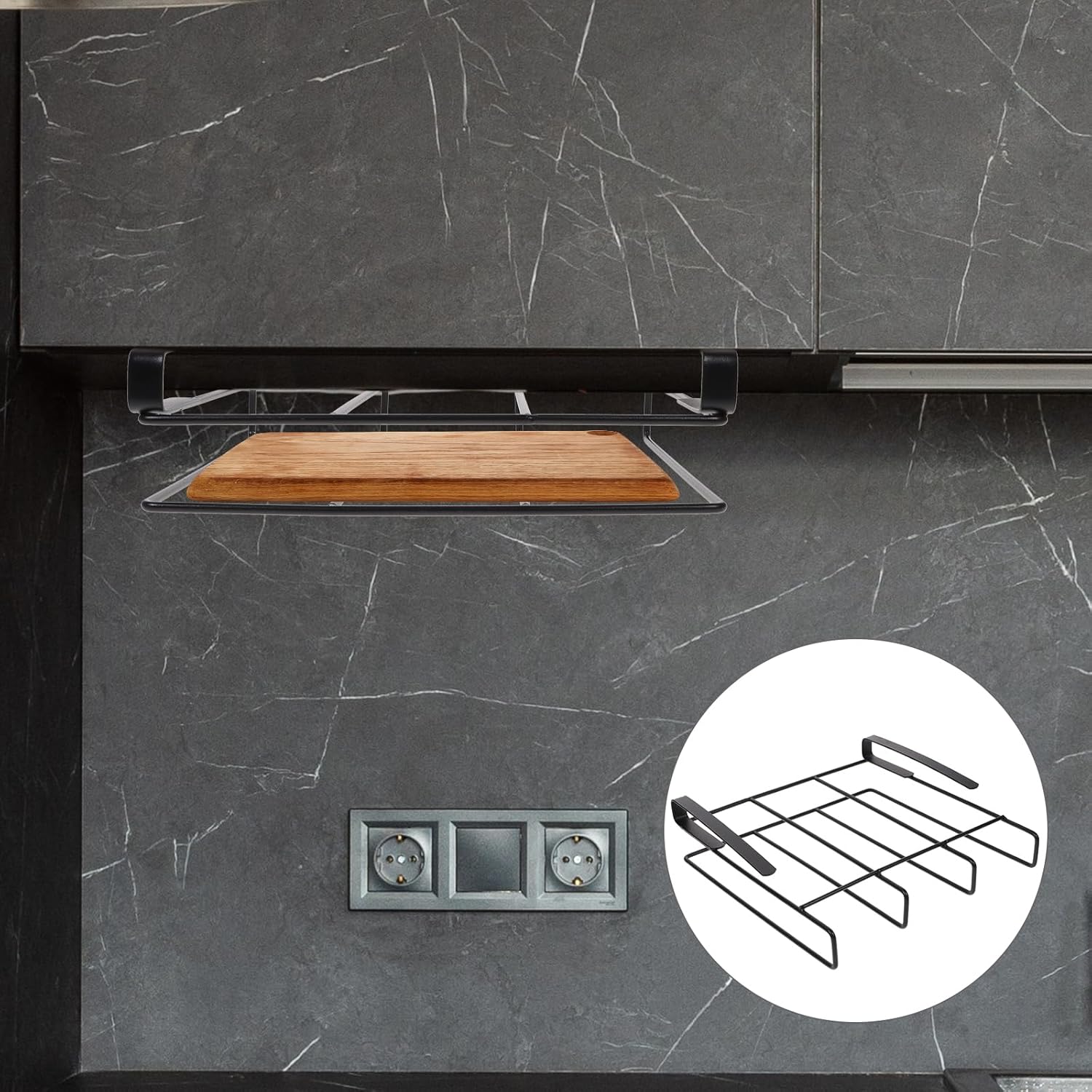 UPKOCH Cutting Board Hanging Rack Metal Holder for Cabinet Door Kitchen Storage Organizer Space-Saving Cutting Board Holder Under Cabinet 10.06 X 10.06 X 3.24 Inches