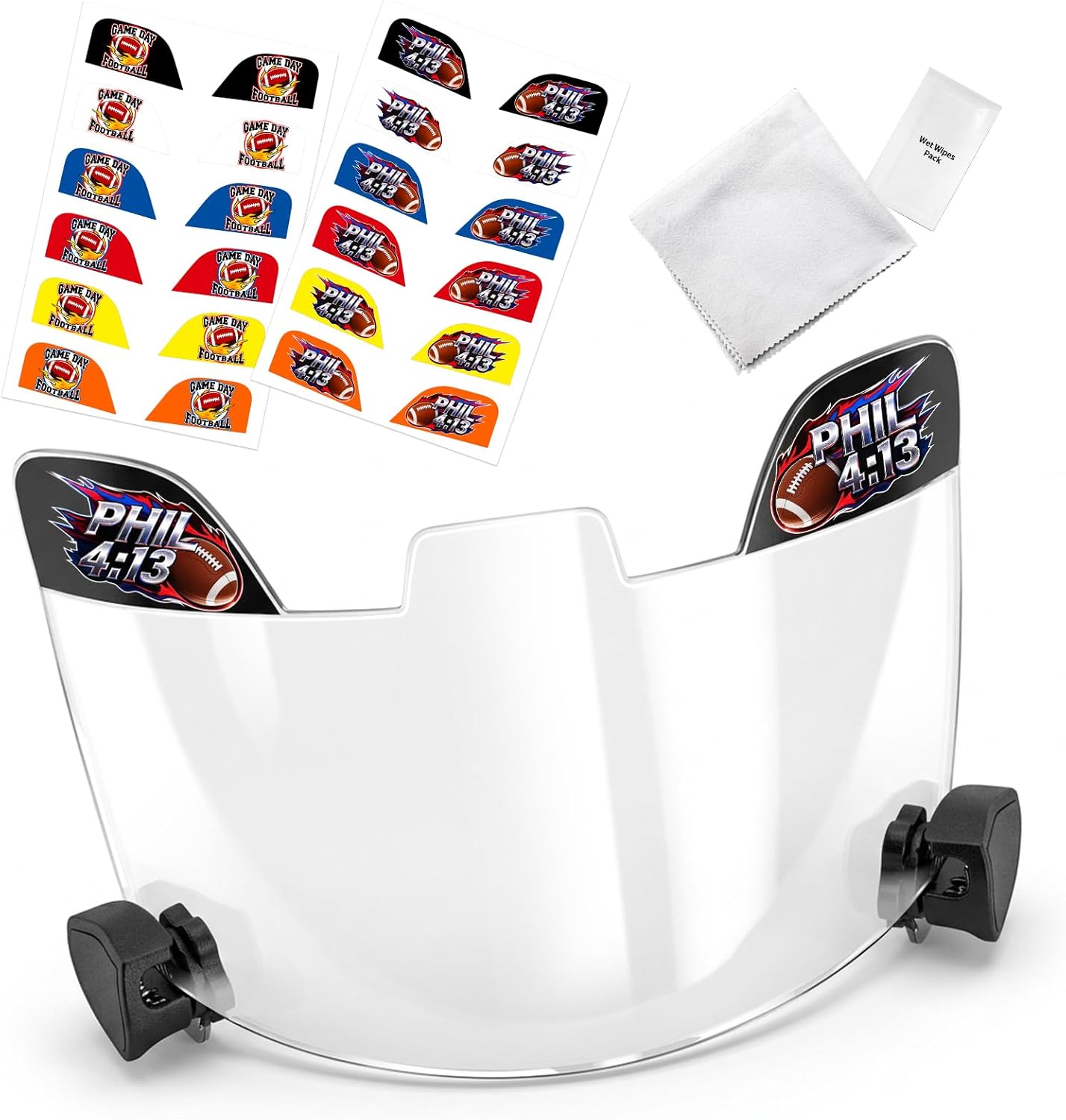 Clear Football Visor – Football Visor for Youth & Adult, Shatterproof Anti-Scratch Polycarbonate Lens with Anti-Fog & Glare Defense, Compatible with Riddell, Schutt & More Football Helmets