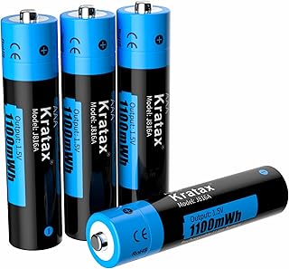 Kratax Rechargeable AAA Lithium Batteries 1100mWh Triple A Lithium ion Batteries 4 Count, 1.5V Constant Voltage Output, 1600 Cycles, for Toys, Remote Controls, Flashlight (Charger NOT Included)