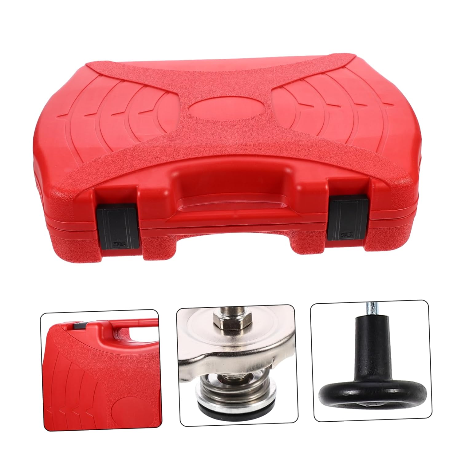 1Set Car Pressurization Leak Detector Kit Water Tank Pressure Tester Tool for Automobile Cooling System Includes Hand Pump Various Coolant Covers for Leak Detection