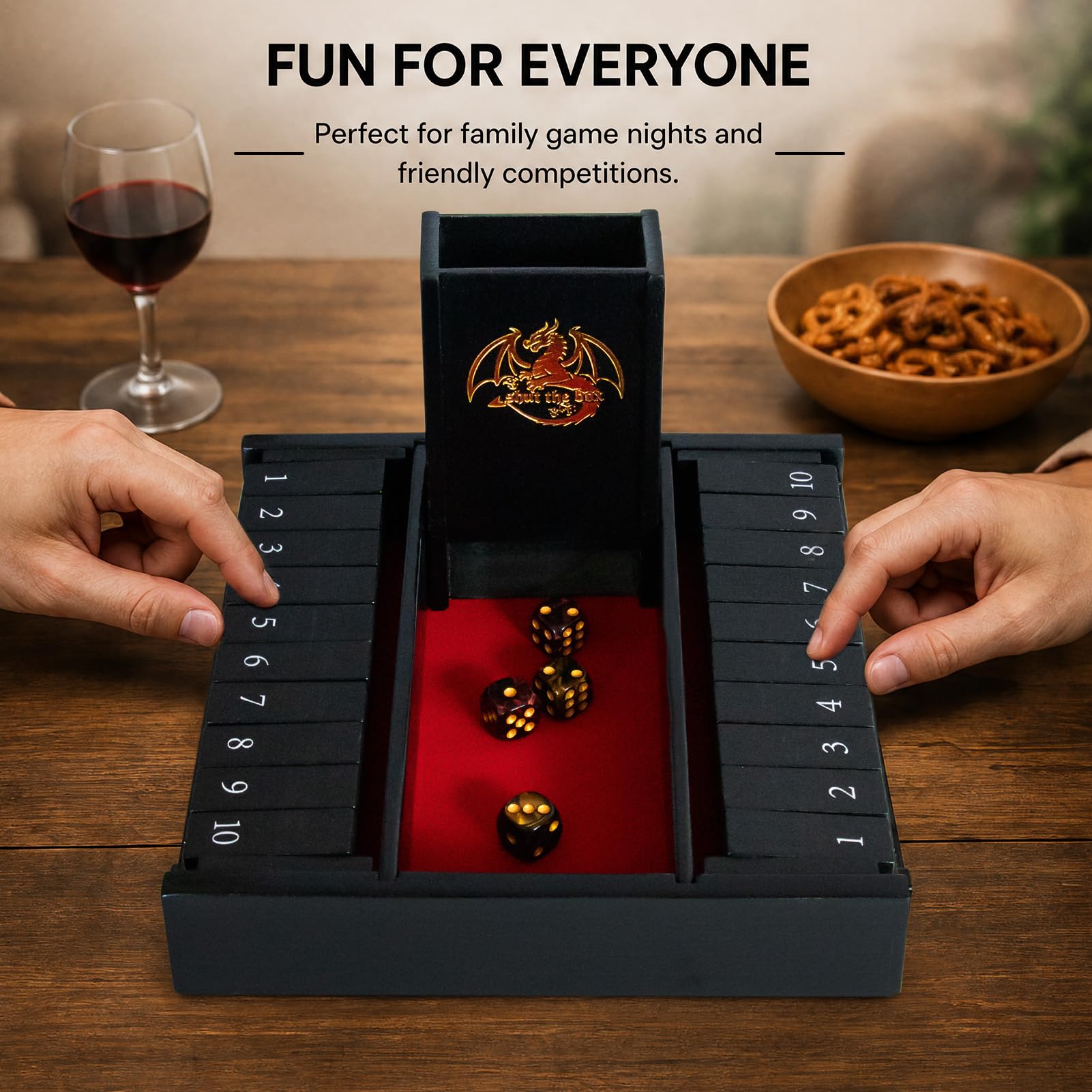 Shut the Box Würfelbrettspiel aus Holz für 2 Spieler
