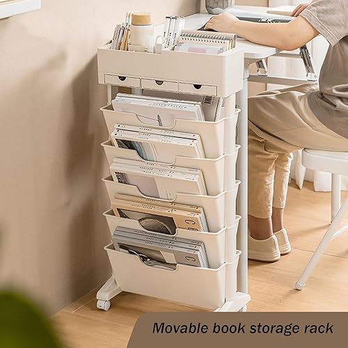 Miniatura 7 de Carrito rodante de 6 niveles, estantería abierta y estantería, estantería móvil con ruedas de 3 cajones, estantes de almacenamiento, carrito de
