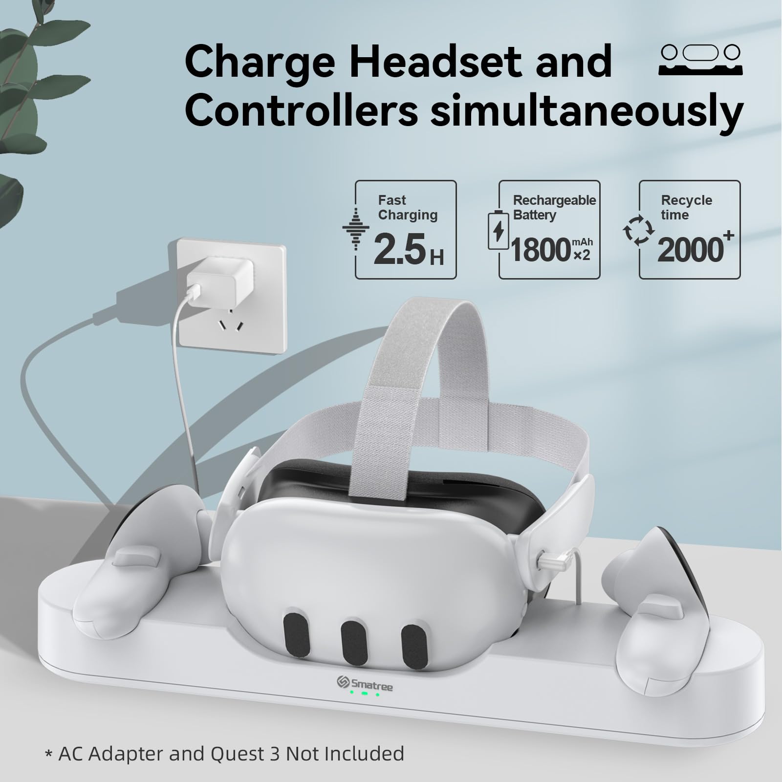 Quest Charging Dock Smatree For Quest VR Headset, Charge