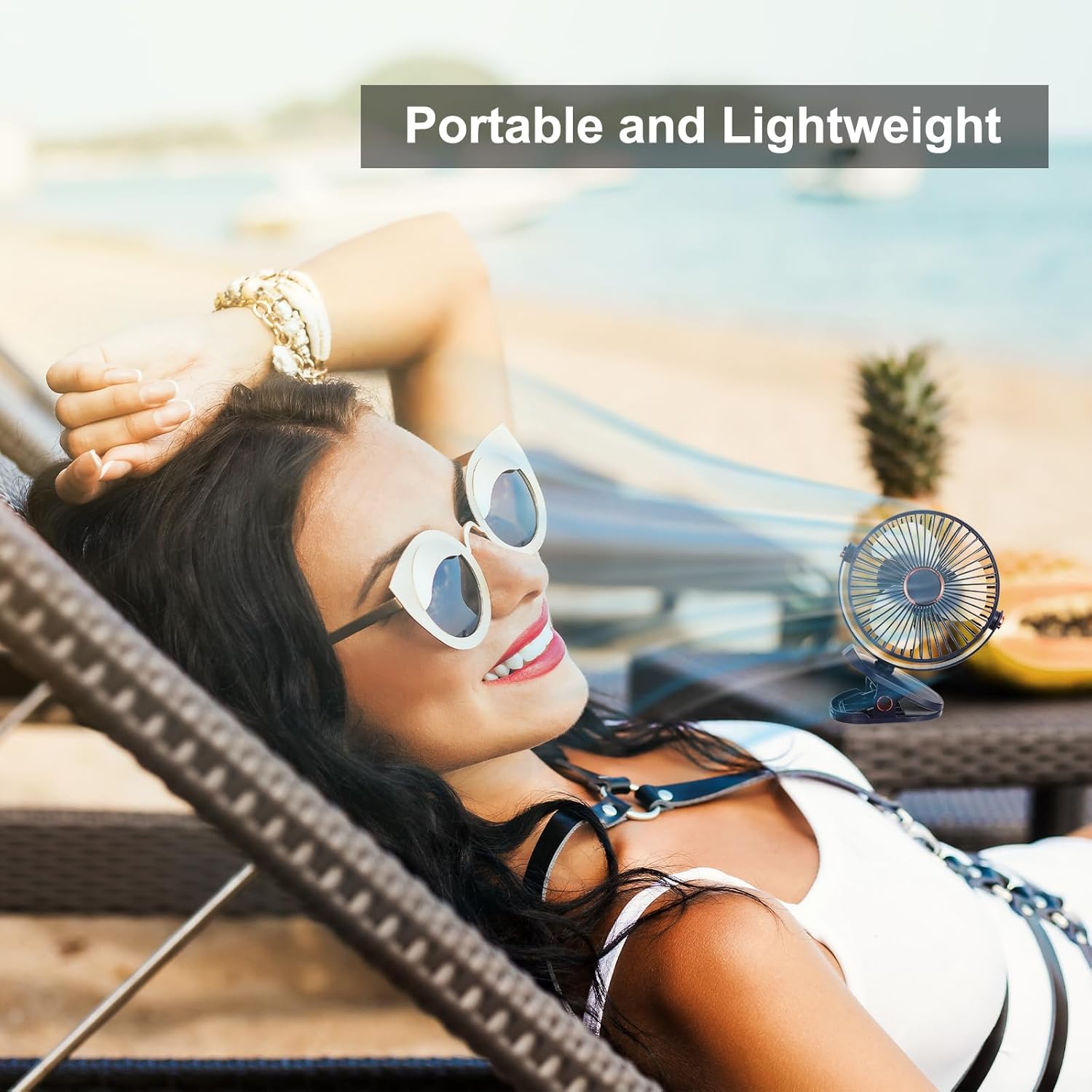 PATIKIL Portable Desk Fan, Camping Fan 6 Inch with LED Light 5 Speeds Strong Airflow Sturdy Clamp Quiet Rechargeable Battery Powered for Tent Camping, Home and Office, Pink