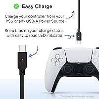 Vista 4 de Nyko Charge Link - 8 ft USB-C Charge Cable compatible with DualSense Controller Plus Other USB-C Compatble Devices - Equipped with LED Charging