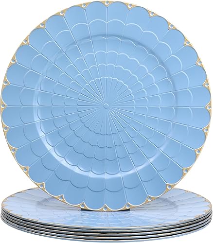 Omuriko Red Chargers - Juego de 6 platos decorativos de plástico con acabado agrietado para cena, mesa, vacaciones, Acción de Gracias, Navidad