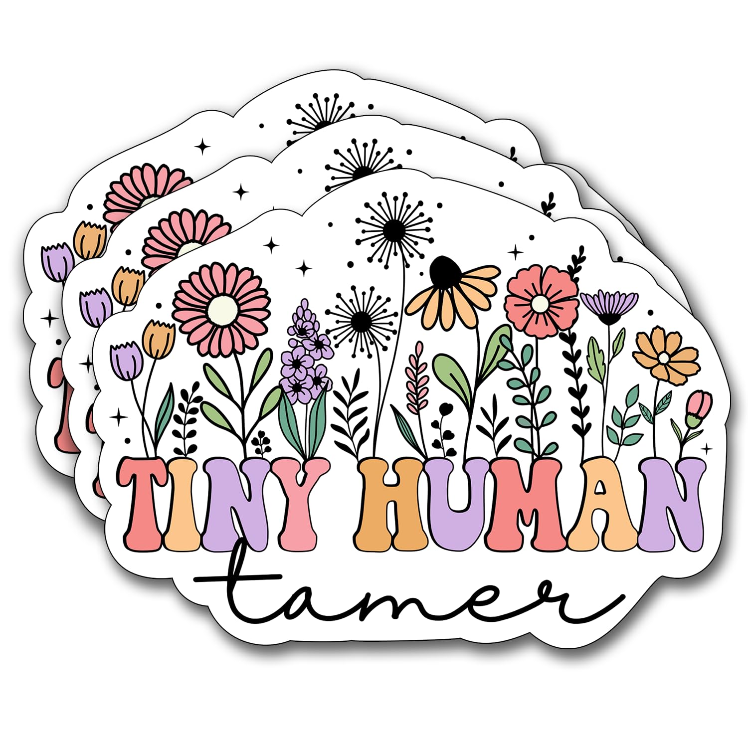(3Pcs) Tiny Human Tamer Sticker, Teacher Decorate Books Laptop Phone, Water Bottles Kindles Stickers, Tumbler Sticker Waterproof Vinyl Decorate