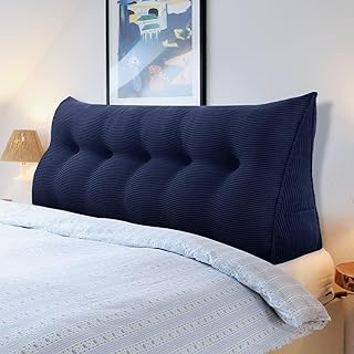Almohada de cuña para cama con funda extraíble, almohada triangular para cabecera de cama, color azul marino (200 x 50 x 20 cm)