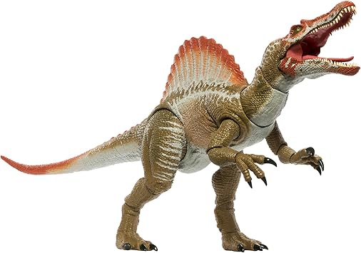 Mattel Jurassic World Hammond Collection Spinosaurus Toy Figure for Kids, Dinosaur Toy, Movable, Large, Total Length Approx. 25.4 inches 64.5 cm, Ages 8 and Up, Gray JCH09