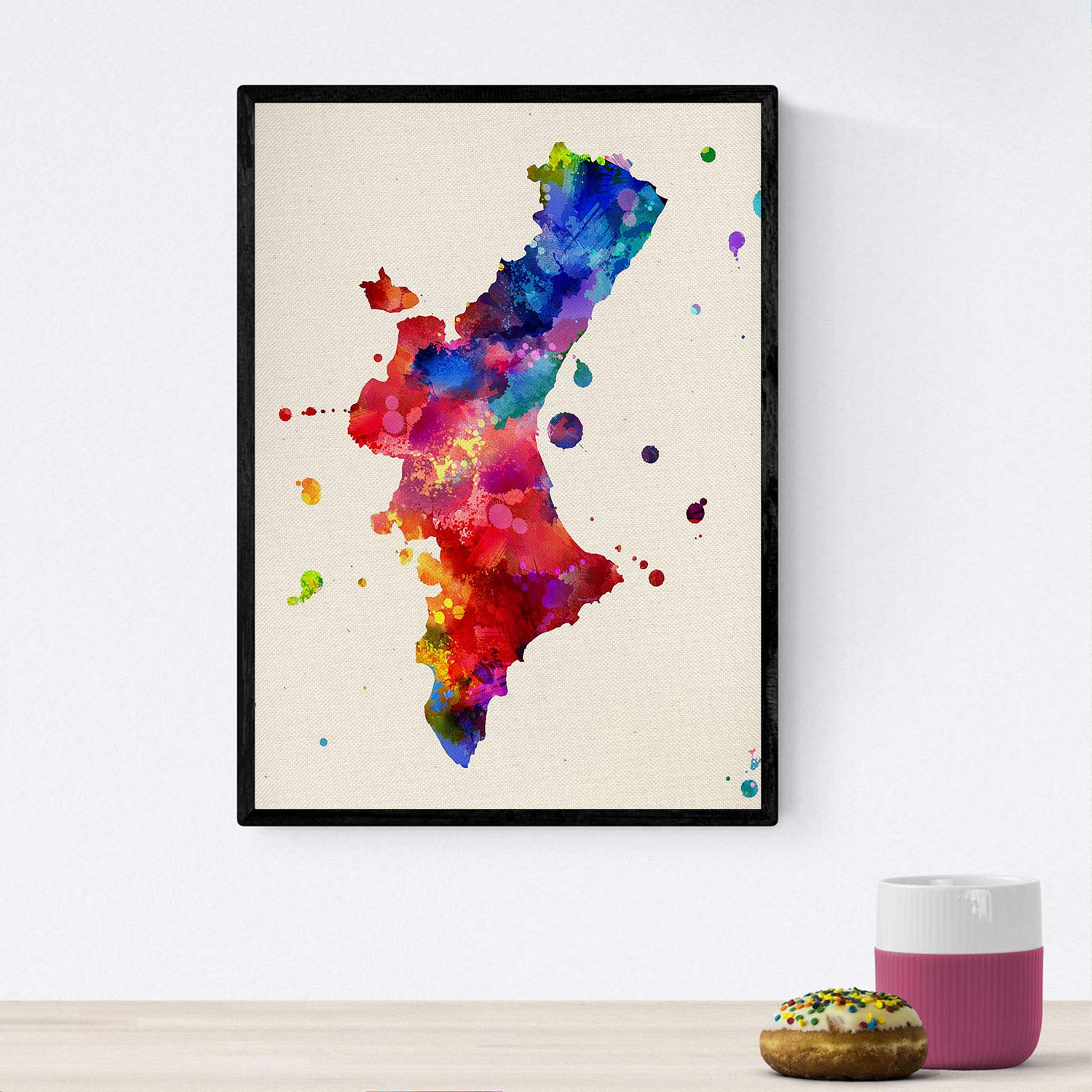 Nacnic Poster of Valencia. Sheets and illustrations of cities, communities, and maps of Spain. A4 size