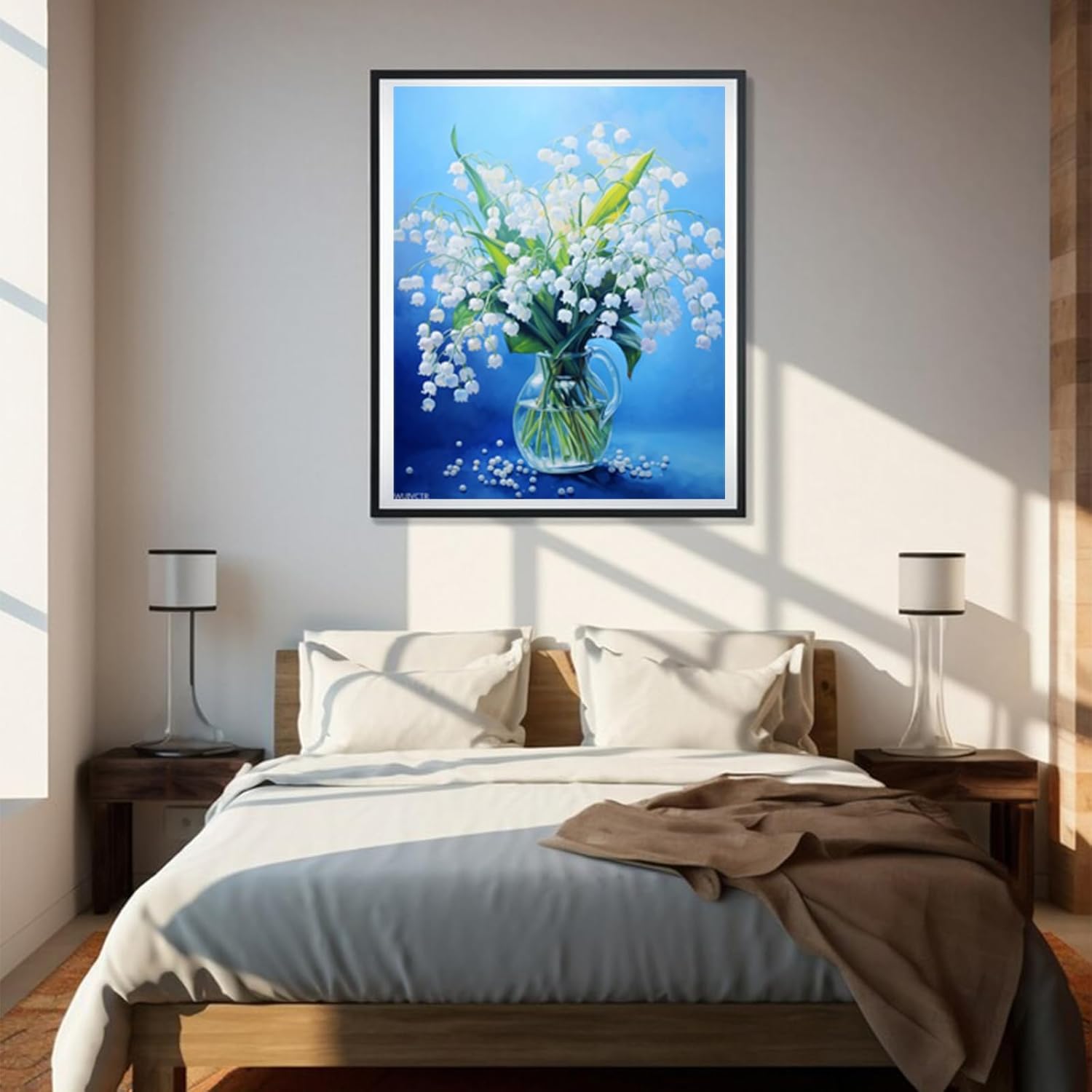 WUIVCTR Paint by Number for Adults, Lily of The Valley Flower, DIY Oil Painting Kit on Canvas with Paintbrushes and Acrylic Pigment, 40x50cm, Without Frame