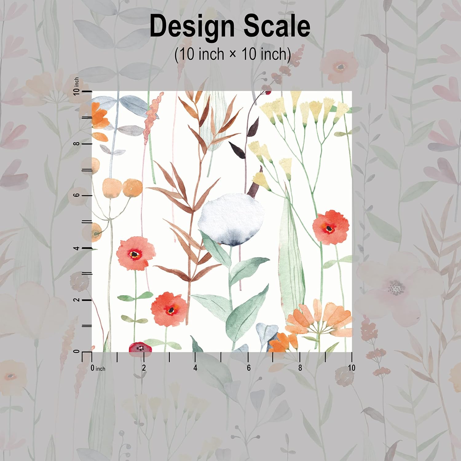 Blooming Wall DPY81 Removable Watercolor Fresh Leaves with Multicolor Little Flowers Textured Peel and Stick Wallpaper Self-Adhesive Prepasted Wallpaper Wall Décor