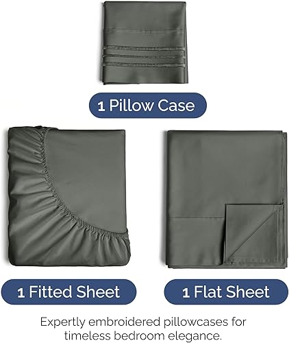 Vista 1277 de Juego de sábanas de 4 piezas tamaño king, extrasuaves, transpirables y refrescantes con esquinas profundas, sábanas de fácil ajuste y sin arrugas