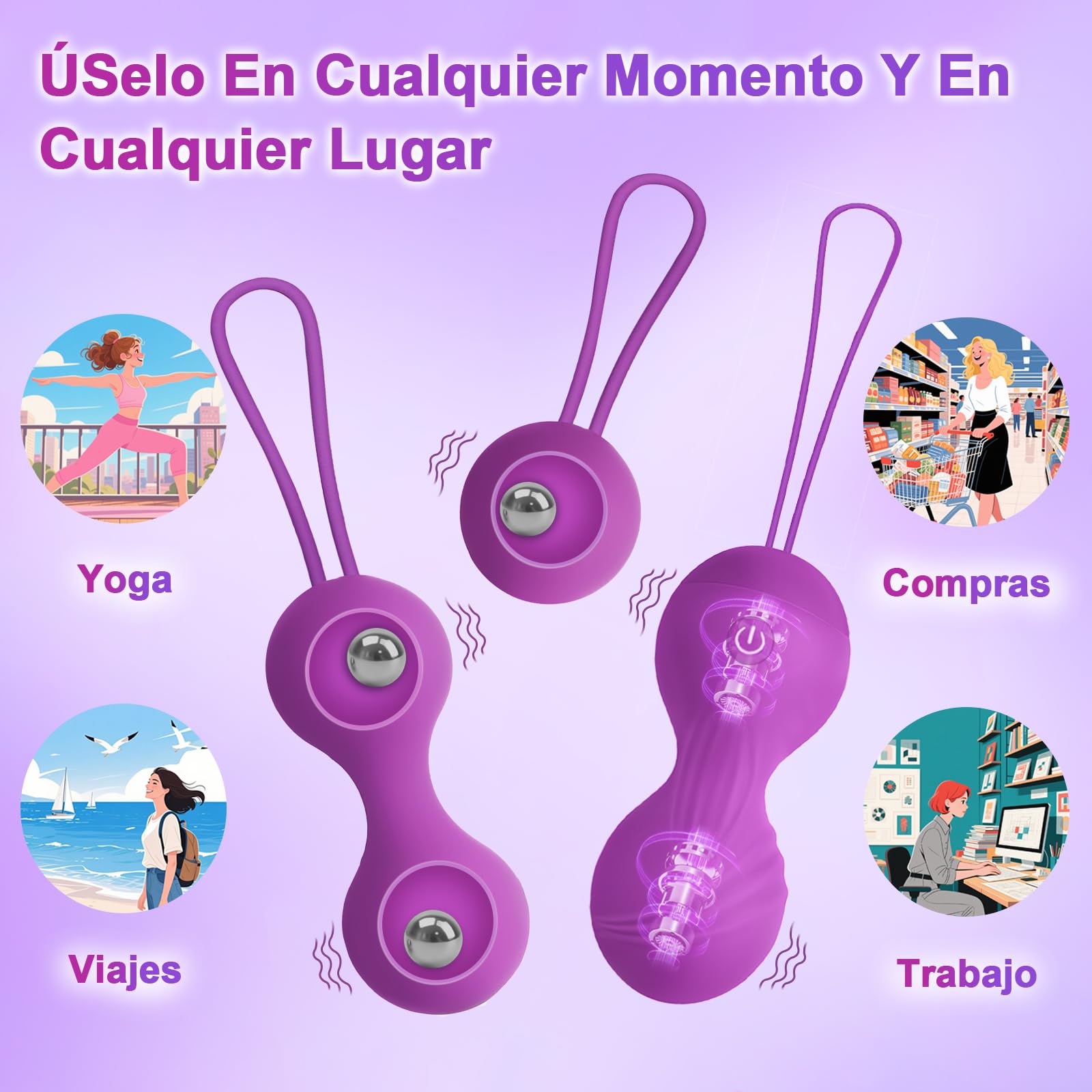 Vibradorador Mujer Juguetes Eróticos Para Pareja Sexuales Vibrador Mando Distancia 3 en 1 Bolas Chinas Vibradores Consoladores.. para Mujer con Vibración Vibradorador Clítoris Control Remoto 10 Modos