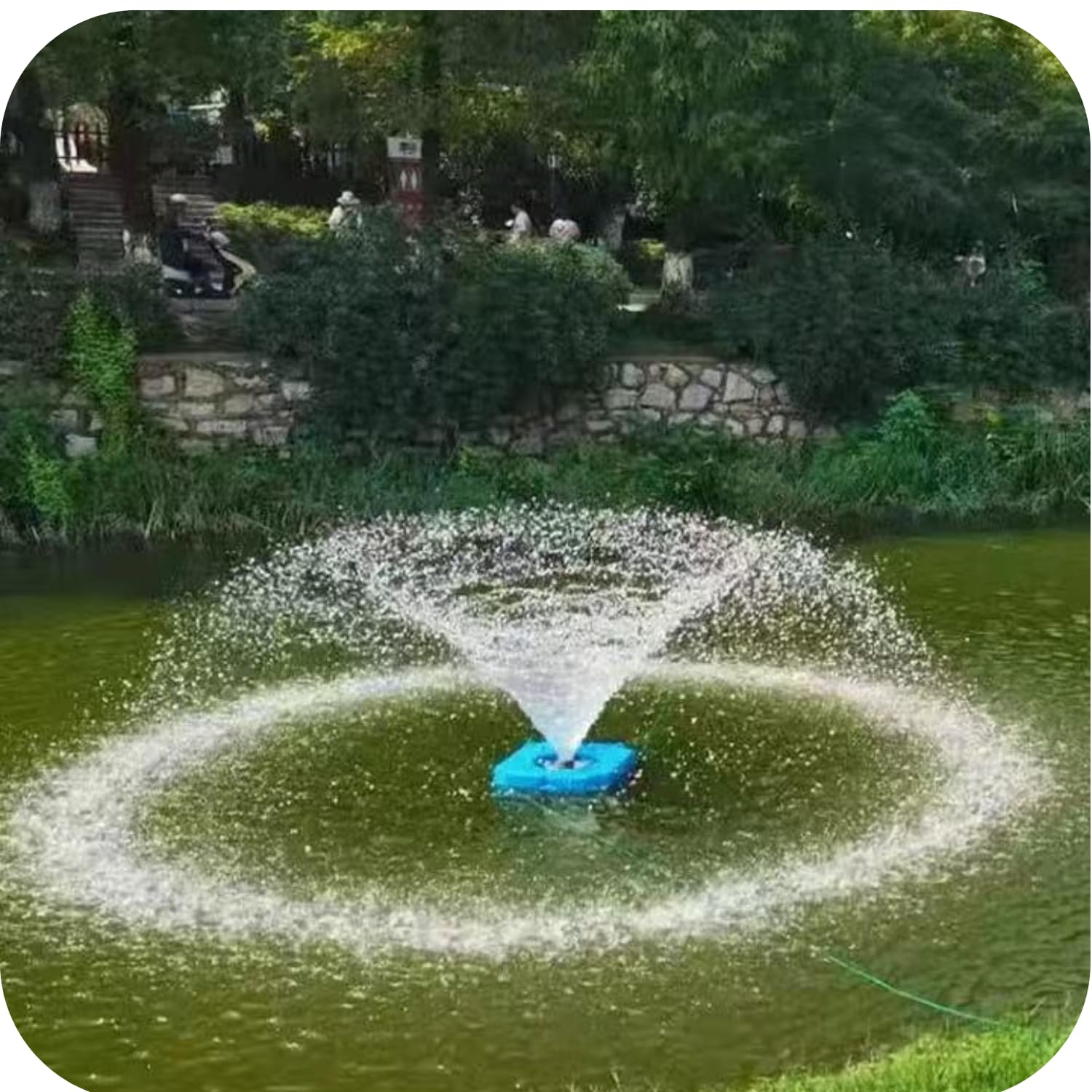 Pond Fountain Aerator 1HP 750W 110V Stainless Steel Floating Fountain, 100 Feet Power Cord, Provides Efficient Aeration Fountain System for Large and Small Ponds.