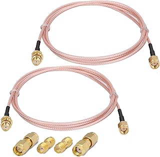 SMA Cable 3FT 2 Pack SMA Male to SMA Female Bulkhead Mount RG316 Antenna Extension Cable Additional SMA to SMA/RPSMA Adapter Kit for 4G LTE Router Gateway Cellular SDR USB Dongle Receiver