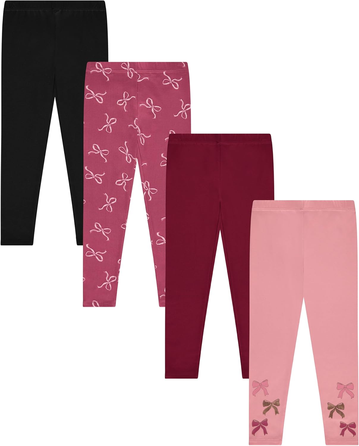Girls 4 Pack Fleece Lined Leggings Whimsical Wonderland of Styles in Sizes 4-16! Unicorns, Flowers Hearts Galore!