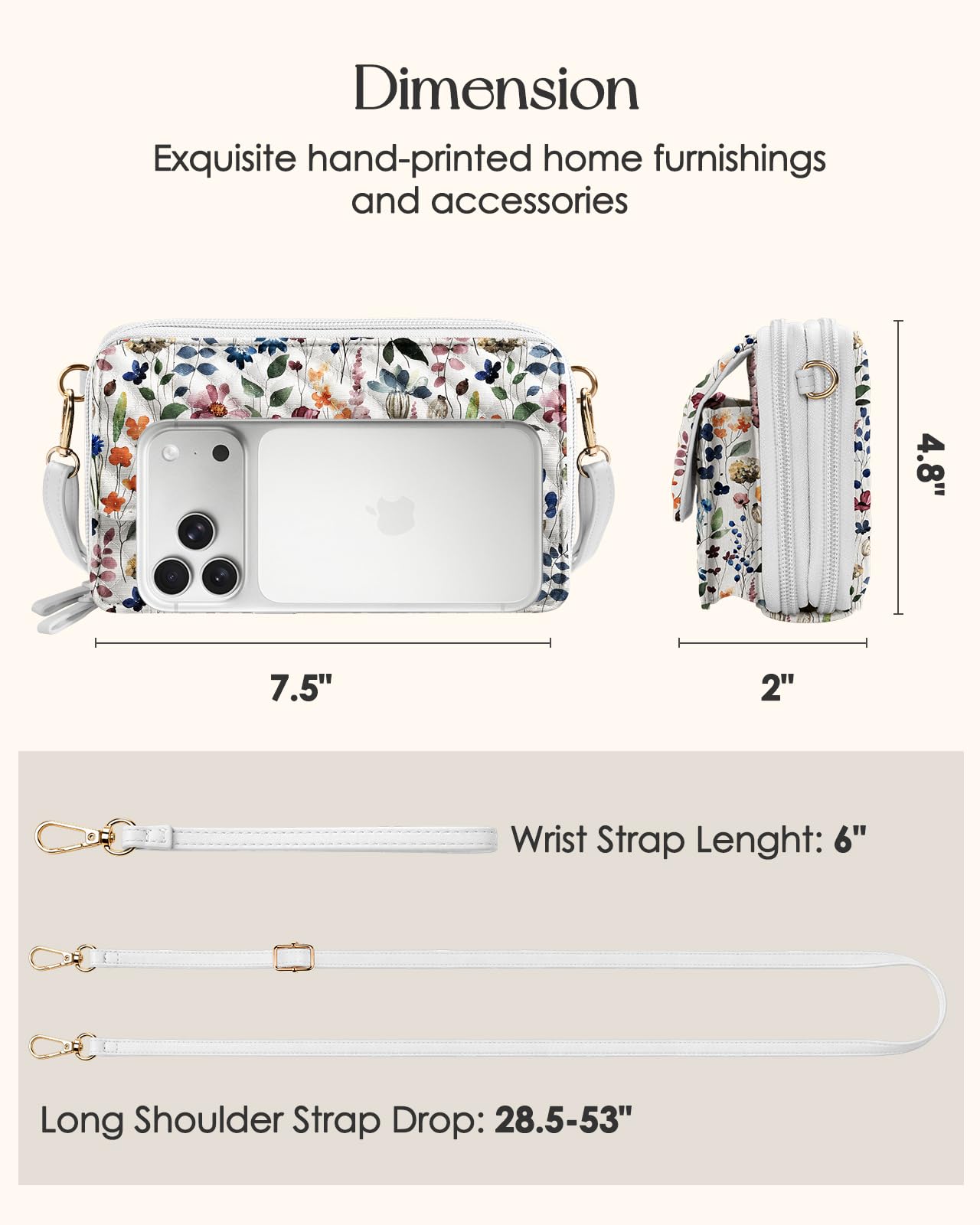 Miss Adola Cotton Quilted Crossbody Bags for Women - Wallet Purse Small Phone Bag Cute Wristlet Purses with RFID Blocking - 5