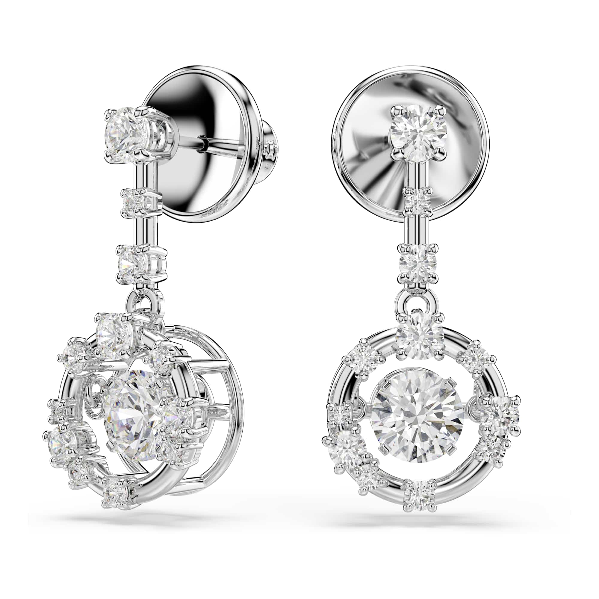Swarovski Constella Collezione, Taglio rotondo, Pietra danzante, Bianco, Placcato rodio
