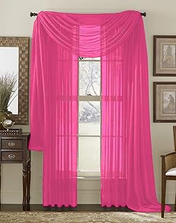 Interior Trends 3 Piece Fully Stitched Sheer Curtain Panel Window Drapes and Scarf Set of 2 Panels and 1 Matching Scarf (63
