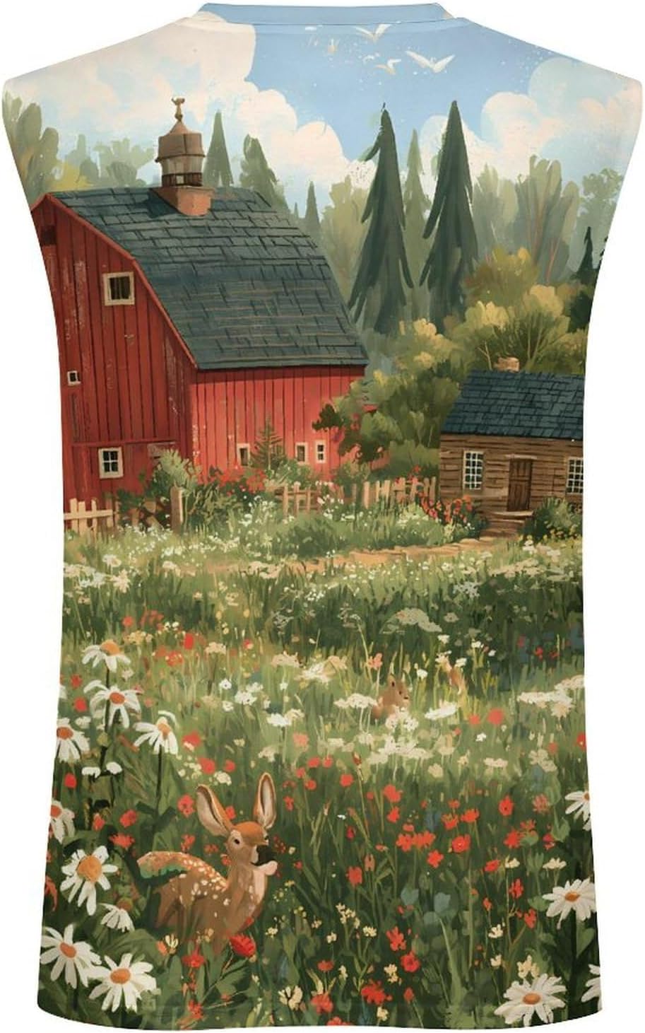 Barn Wooden Cabins Men's Sleeveless Shirt Small