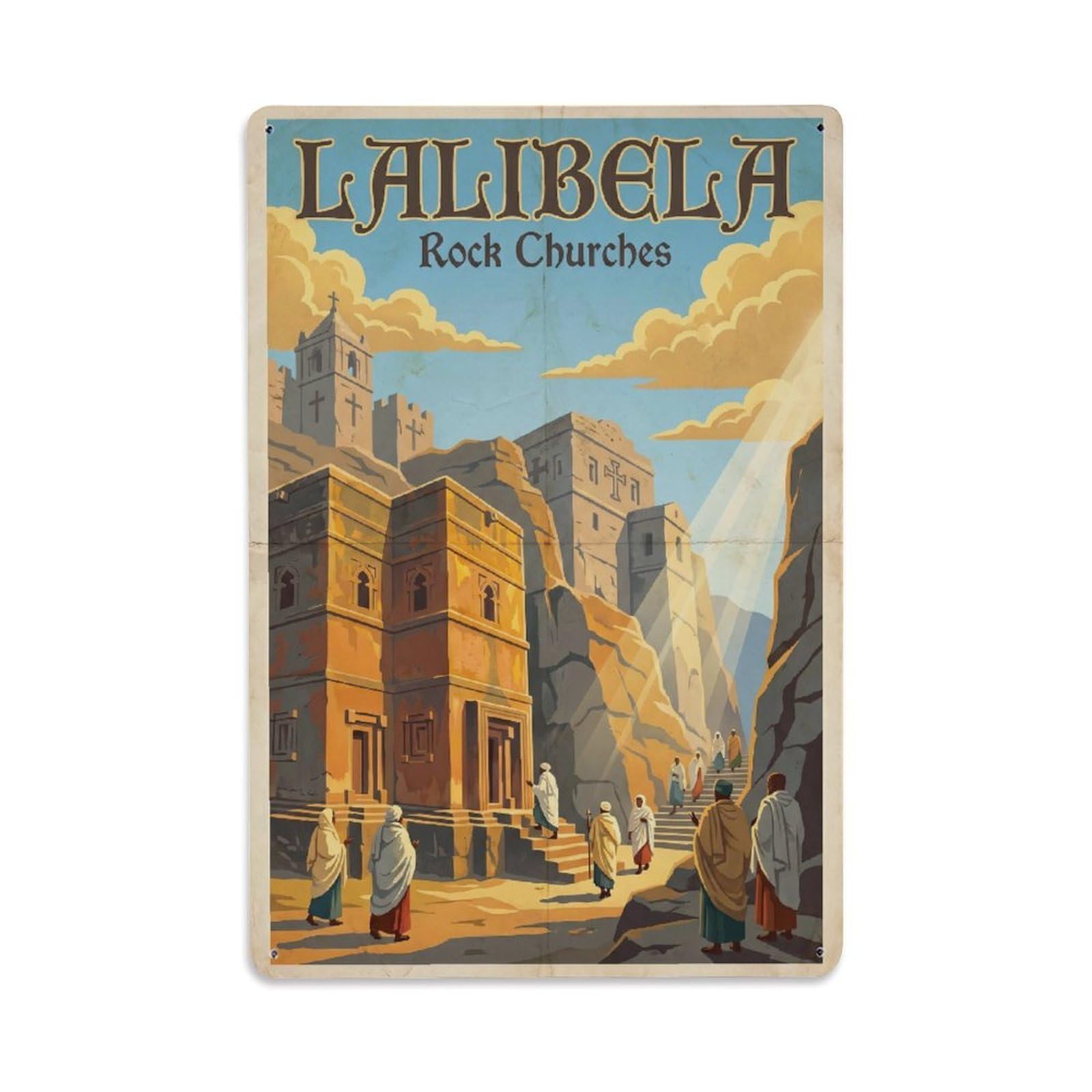 Metal Tin Sign Travel Retro Ethiopia Lalibela