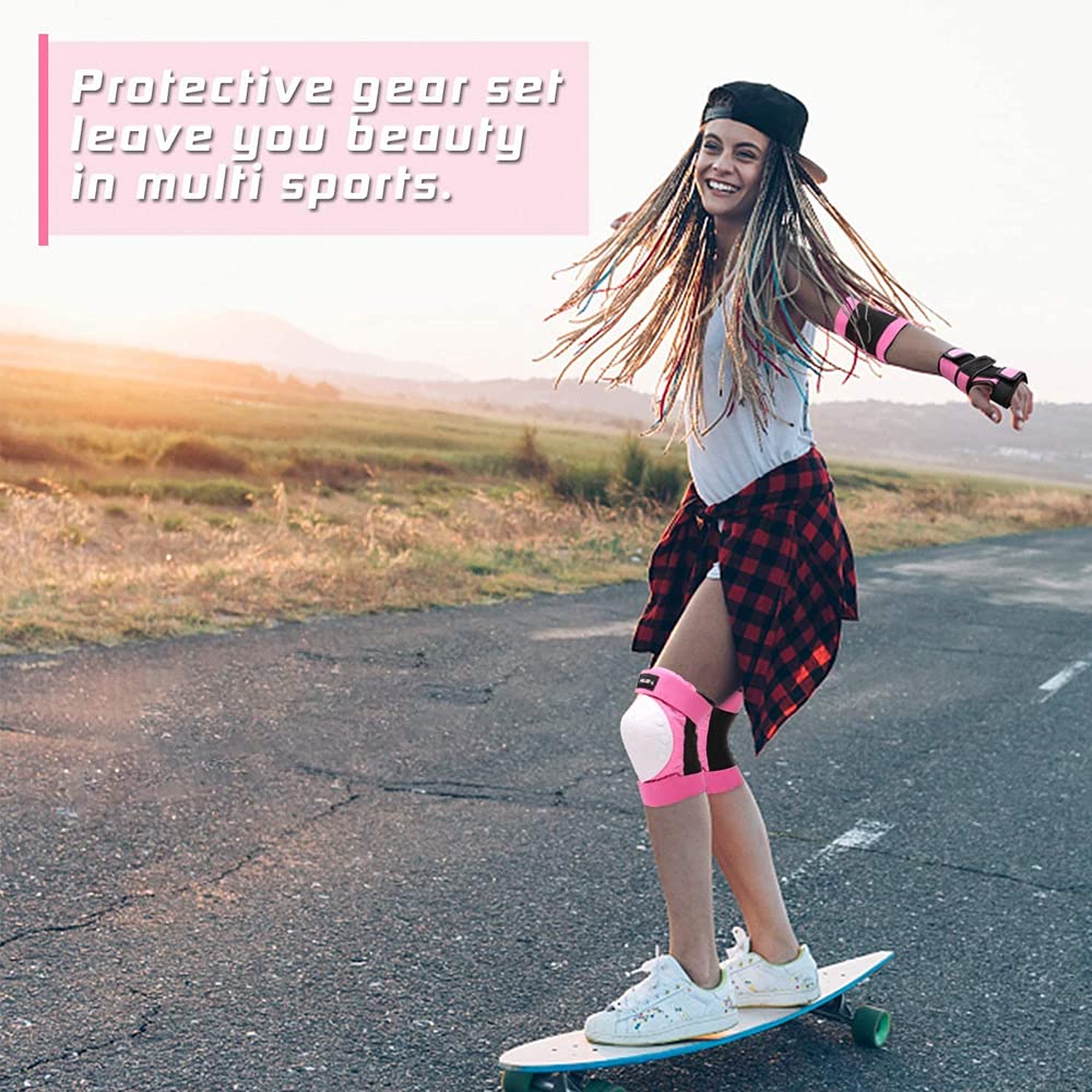 LoudSung Équipement de protection Genouillères, Coudières, Protège-poignets pour enfants, adolescents et adultes, Cyclisme, Skateboard Inline Skate Scooter