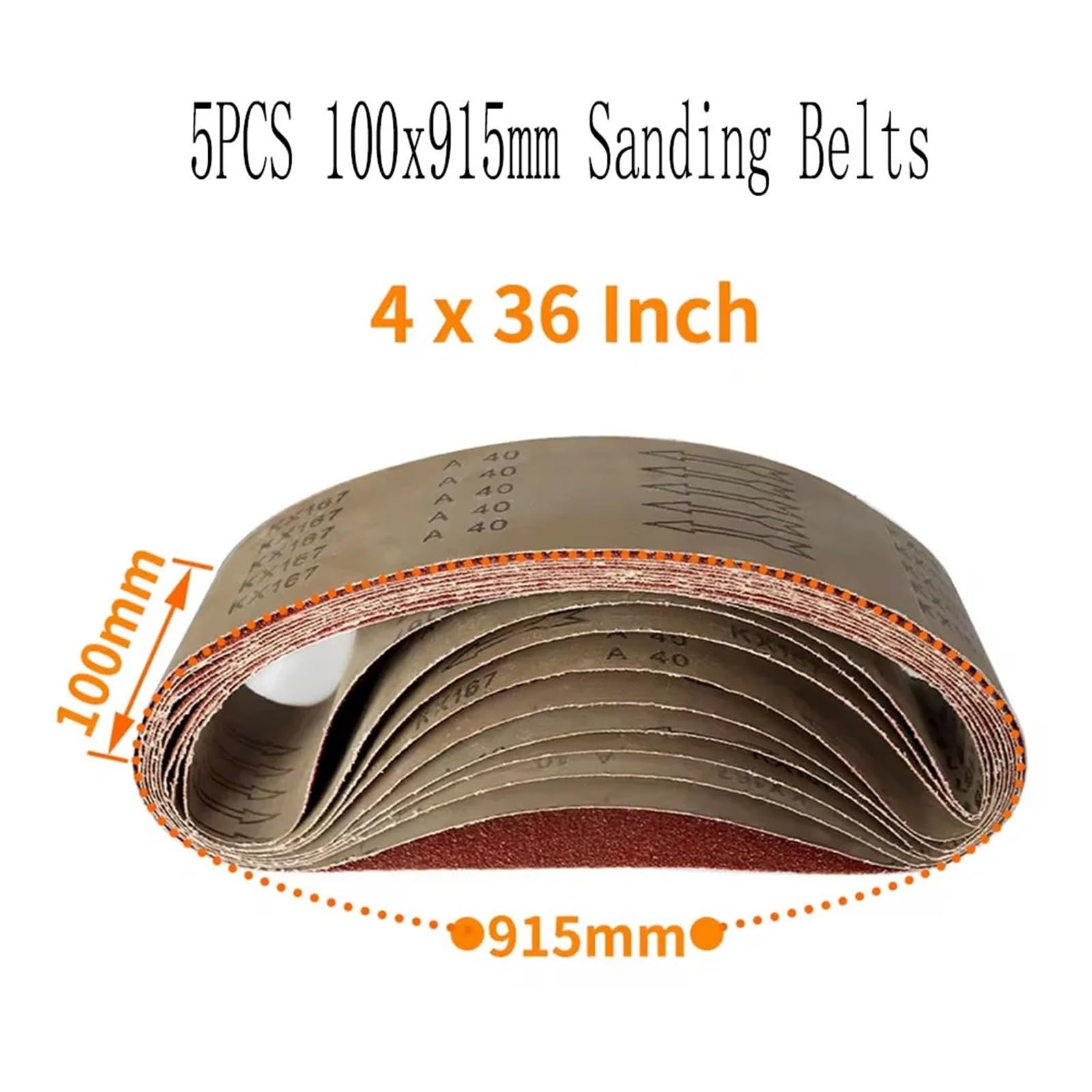 5 PZ 915x100mm Nastri Abrasivi 4 "x 36" 40-1000 Grane Ossido di Alluminio Nastri Abrasivi for Legno Metallo Vernice Lucidatura(P80)