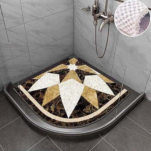 Miniatura 9 de YURRO Sector - Tapete de lufa de secado rápido, tapete de ducha para zonas húmedas, tapete de ducha de esquina de baño con masaje de pies, tapete de