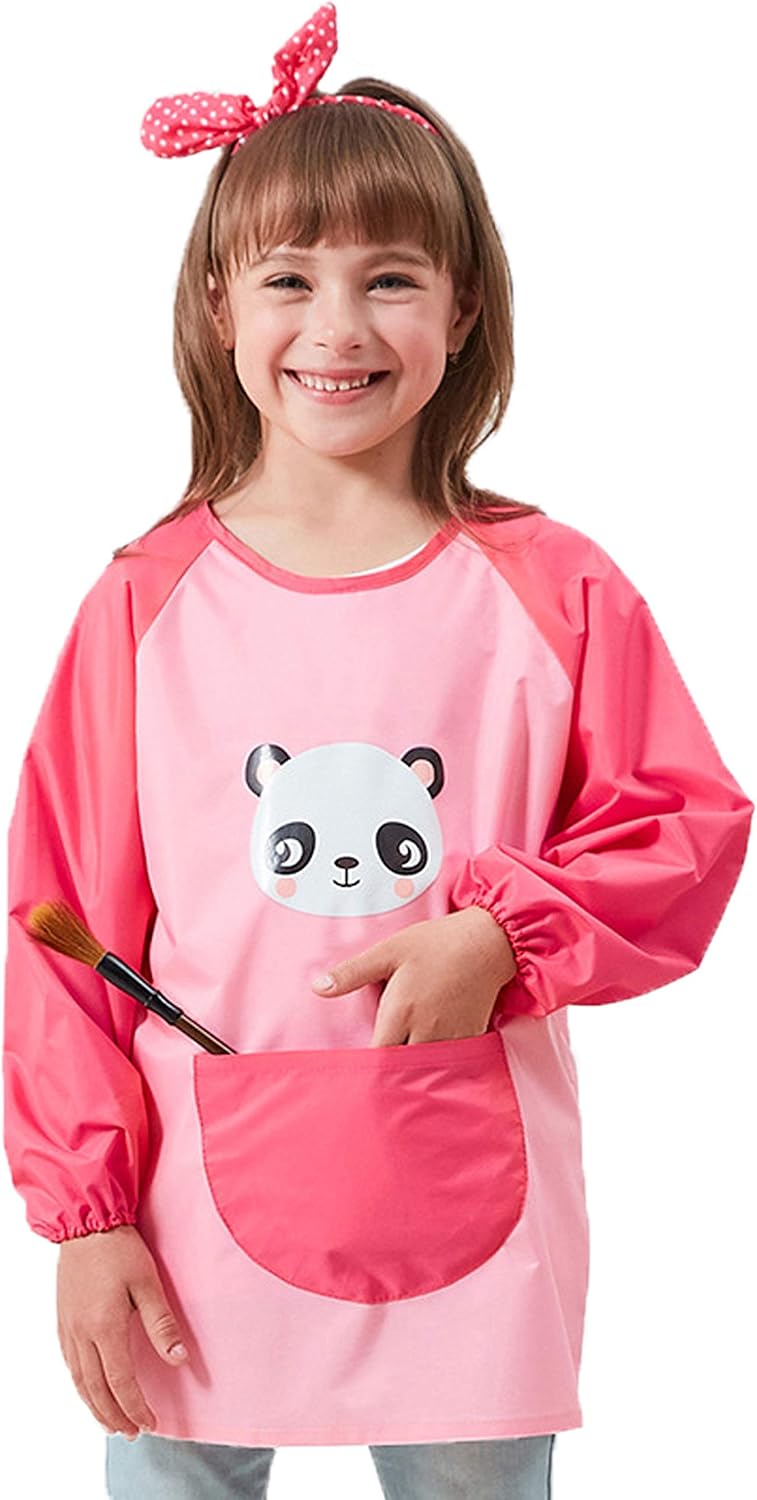 Toddler Boys Girls Aprons Waterproof Art Smock Kids Painting Long Sleeve Sleeveless With Pockets Age 3-12 Years