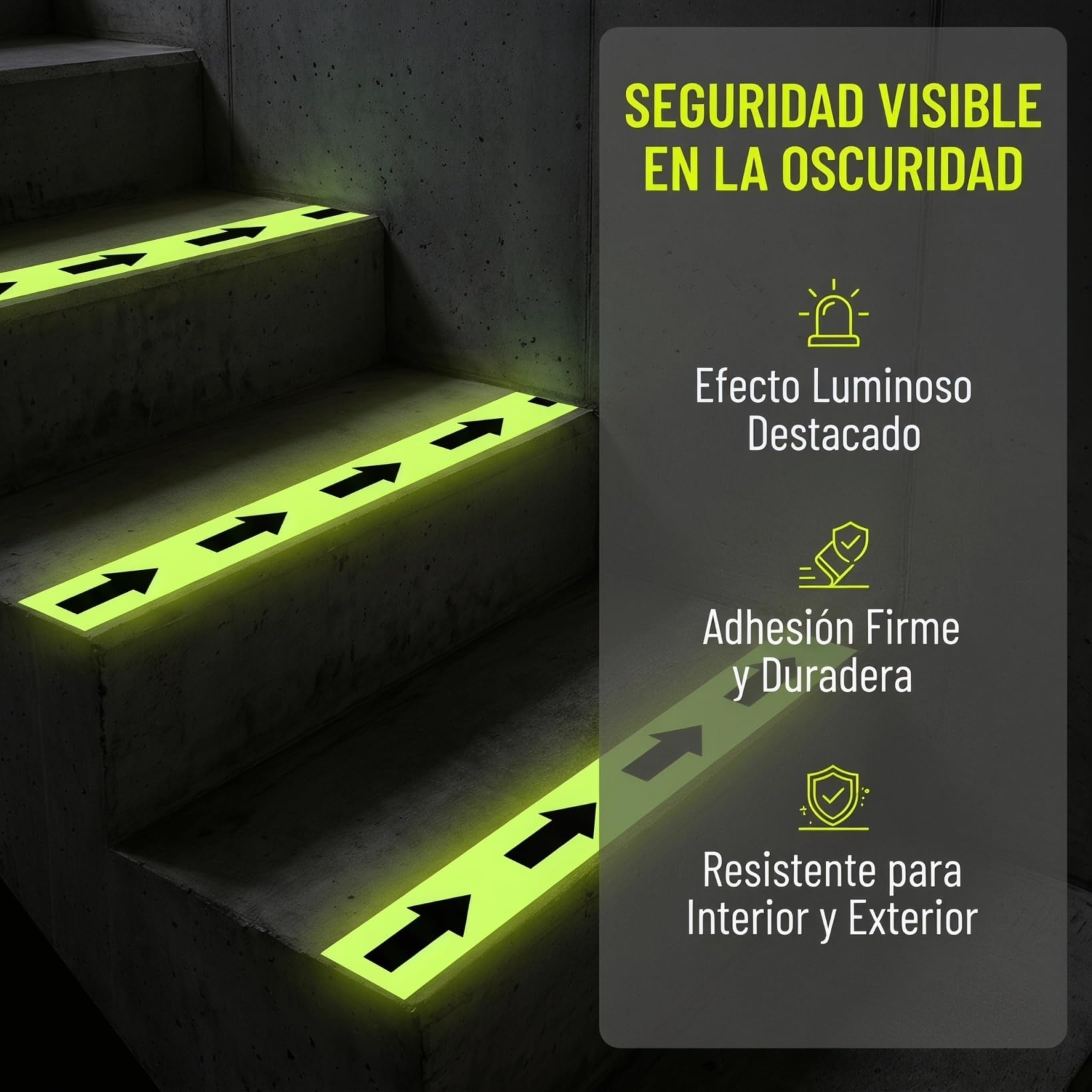 SHINEOFI Cinta Luminosa PVC 5 CM X 5 M para Interior y Exterior Cinta Guía de Direcciones Fotoluminiscente Naranja Alta Visibilidad para Señalización Industrial y Seguridad