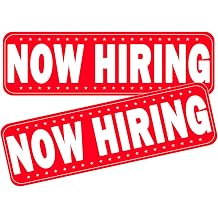 2 Pack Now Hiring Magnet for Cars and Trucks, 11.8 * 3.9 Inch Magnetic Car Signs with Strong Hold for Delivery Drivers, Business, Restaurants - Easy to Remove, Reusable Vehicle MagnetRed-now hiring