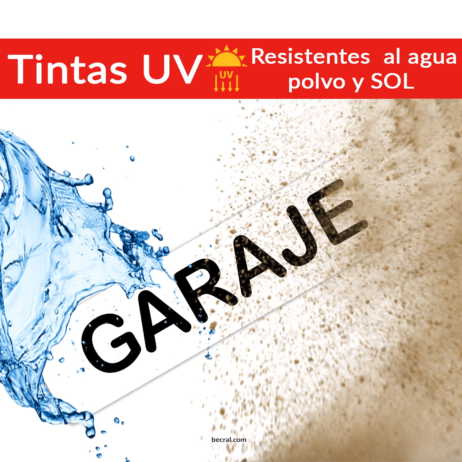 Becral® - Segnale adesivo in PVC GARAGE | Piastra porta PVC BIANCO | Segnale informativo | Cartello porta 200X50mm