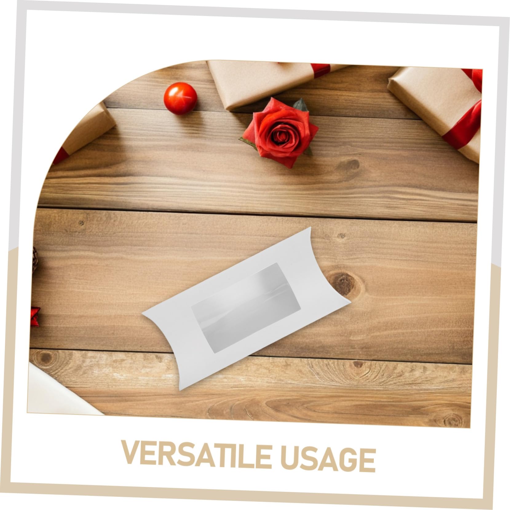 VERDANVERSE 50 Pezzi Scatole Cuscino con Finestra Trasparente Confezione in Carta Bianca per Caramelle Cioccolatini e Dolci Scatole Regalo Riutilizzabili per Gioielli e Dolci da Forno