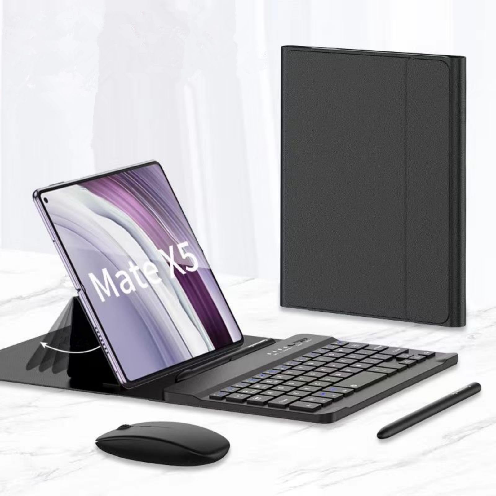 Etui Custodia do klawiatury Mate X5 + myszy + regulowany kąt odwrócenia Folio + długopis + gniazdo pióra, etui na klawiaturę do Huawei Mate X5(1)