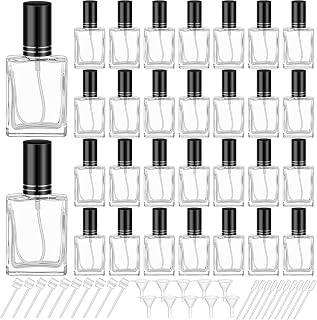 Domensi 30 Pcs 15 ml Glass Perfume Bottles Mini Glass Empty Spray Atomizer Bottles Bulk Refillable Small Perfume Dispenser Container with Pump Tool for Travel Plants Hair Cleaning Skin Care(Black)