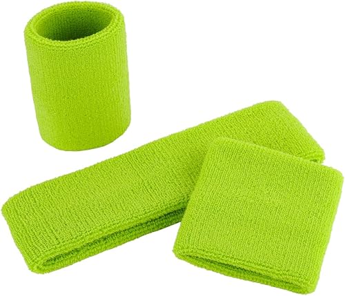 Miniatura 94 de ONUPGO - Conjunto de diadema y muñequeras deportivas para el sudor, hechas de algodón con bucles, muñequeras, contra humedad Rojo/Blanco/Azul